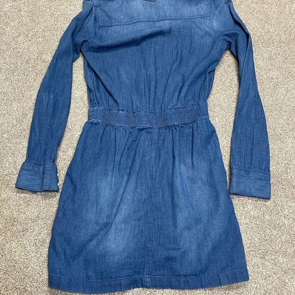 Guess womens denim dress romper sz Xsmall tp stretch pearl button western - Picture 5 of 12